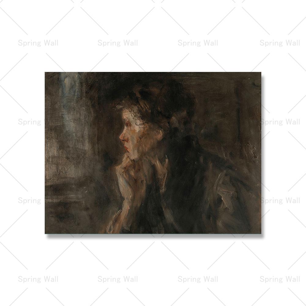 

Винтажный портрет женщины, читающей интерьер, живопись, холст, постеры и принты, антикварные настенные художественные картины для декора спальни 21x30cm No Framed