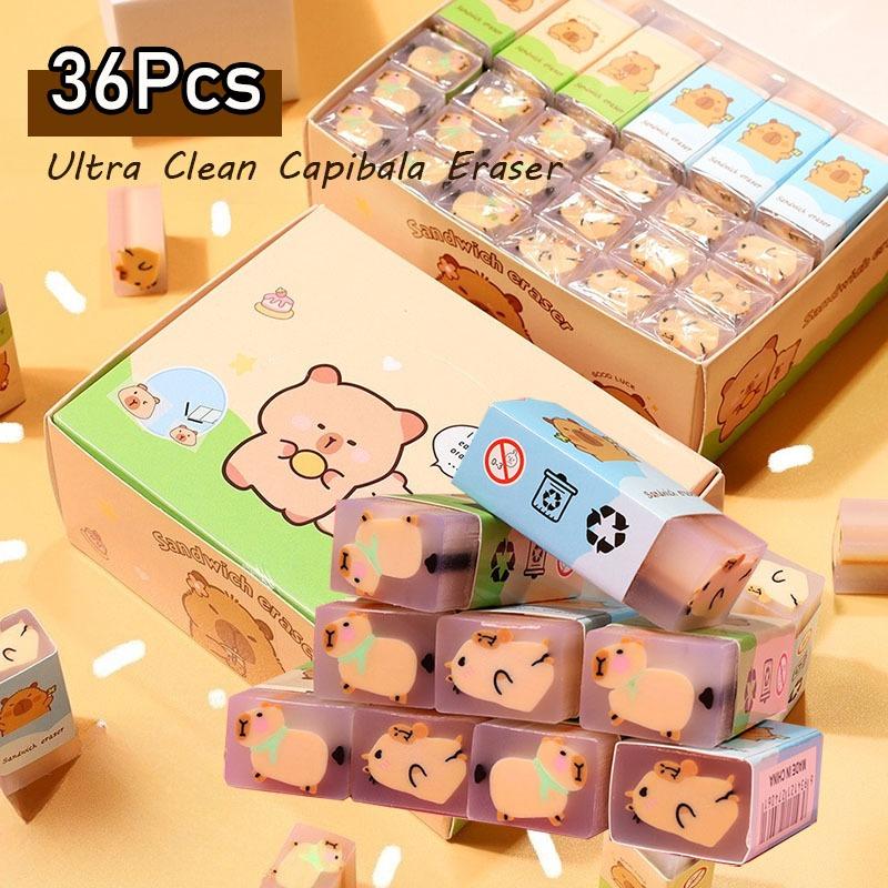 

36pcs/Box Cute Capybara Sandwich Eraser for Kawaii Animal Rubber Erasers Set Creative Stationery School Office Supplies Gift 36Pcs