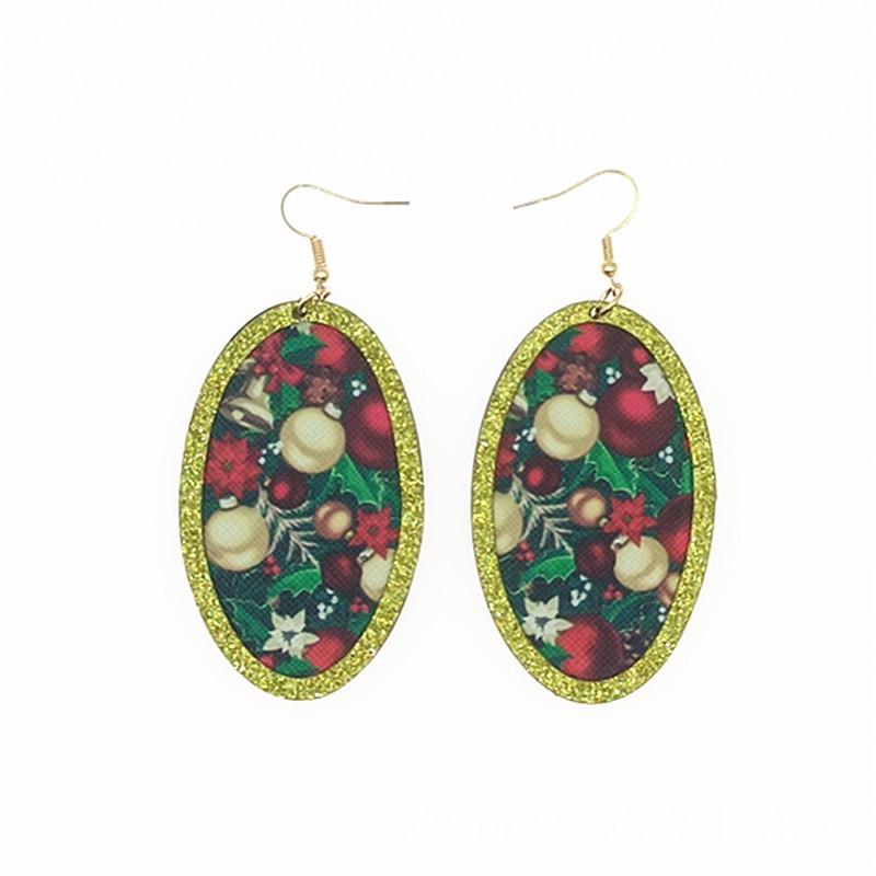 Creative Geometric Christmas and New Year Glue Leather Earrings