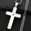 Texture Cross Pendant Necklace for Men Women Stainless Steel Gold Silver Color Christian Rhinestone Chain Amulet Jewelry Gift