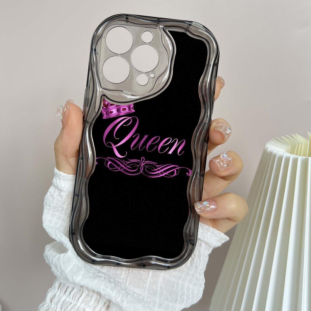LZ29 Queen King Crown Couple Clear Soft Wave Phone Cases for iPhone 15 13 Pro Max 12 Mini 14 8 Plus XS Max XR 6 Protection Back Cover