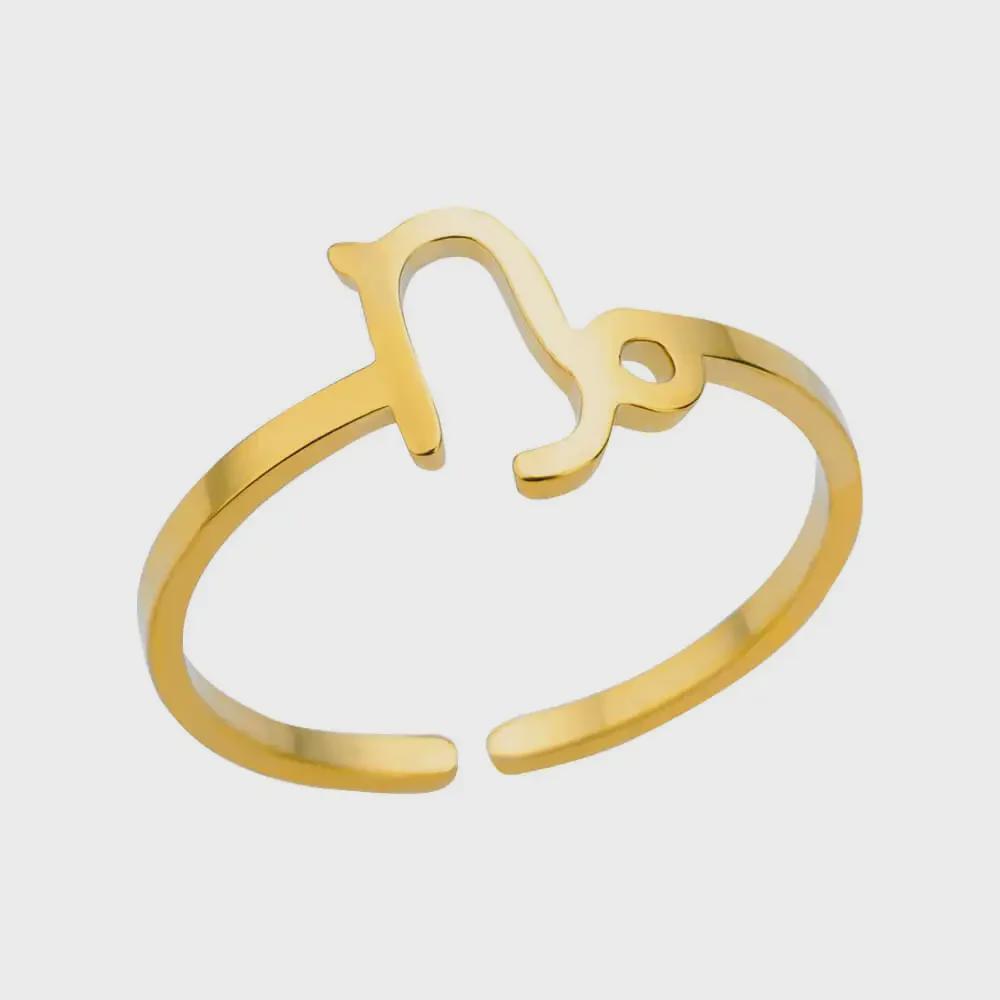 Stainless Steel Zodiac Birthstone Open Ring Set - 12 Constellations Symbol, Pinky Ring