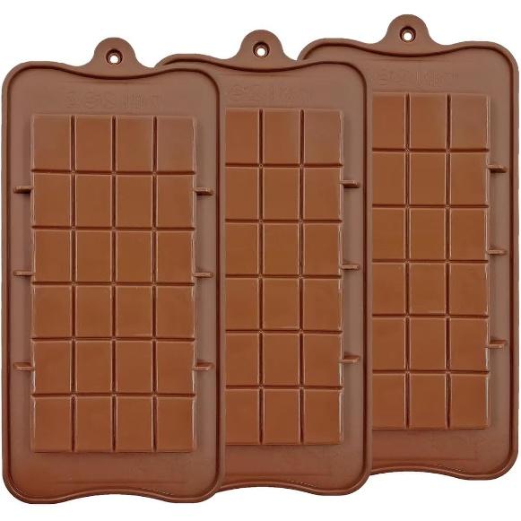 Silicone Break-Apart Chocolate, Food Grade Non-Stick Protein and Energy Bar Mold (Chocolate Bar Mold Set of 4)