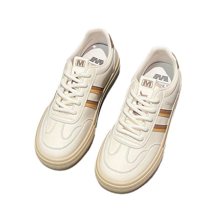 Dexun Shoes Women's 2025 Autumn New Retro Versatile Color Matching Striped Soft-soled Sports and Leisure Lightweight Breathable Board Shoes