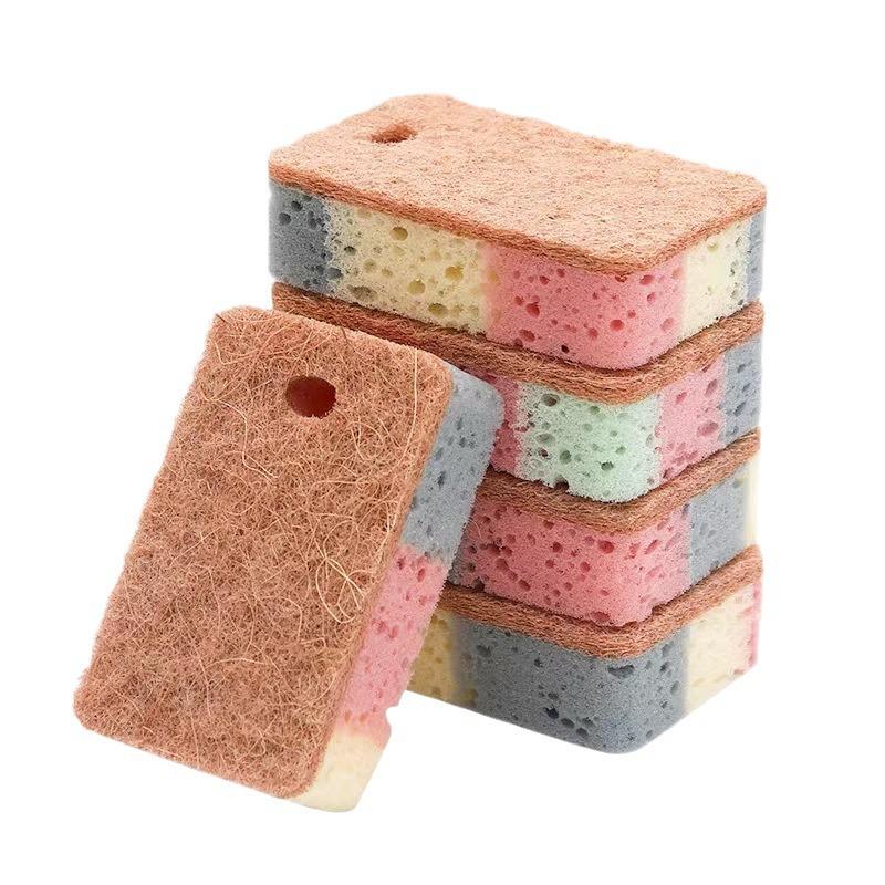Wood Pulp Dishwashing Sponge - Non-Stick, Scouring Pad & Pot Brush