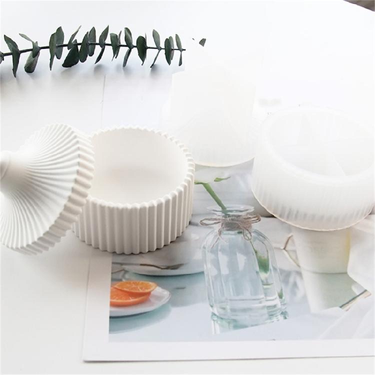 Candle Cup Molds Jewelry Box Molds Handmade Storage Box Silicone Molds Striped Candle Jar Molds