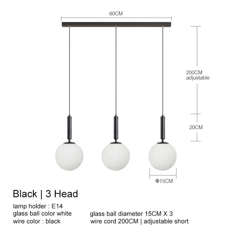 Modern Glass Pendant Light Brass Black Milk Ball LED Chandeliers Lighting for Bedroom Dining Stairs Ceiling Hanging Lamp Lustres