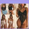 Lussuriosa Lingerie Sexy da Donna Babydoll Teddy con Scollo a V Spalline Regolabili e Design in Pizzo
