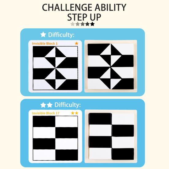 1 Set Schwarz Weiß Baustein Puzzle Verstecktes Bausteinbrett
