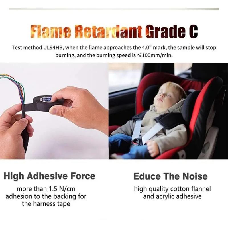 15 Meter Heat-resistant Flame Retardant Tape Coroplast Adhesive Cloth Tape For Car Cable Harness Wiring Loom Protection