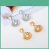 Fashionable Metal Pearl Earrings With Geometric Shape For Women Anniversary Gift