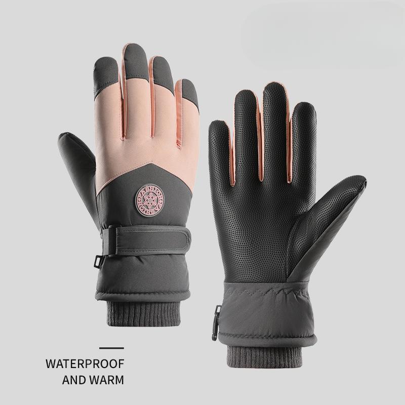 

Осень и Зима Теплые Флисовые и Утепленные Лыжные Перчатки для Женщин Для Катания на Открытом Воздухе на Электровелосипеде Защита от Холода Сенсорный Экран Водоотталкивающие average size