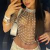 Pearls Body Chain Bra Multilayer Pearls Chest Chains Body Accessories Jewelry for Women Nightclub Raves Body Jewelry