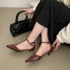 2025 new celebrity temperament versatile commuter work shoes French sense gold hollow single shoes women's shoes