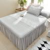 Princess Style Cooling Bed Skirt Set with Ruffled Lace Bedspread - Ice Silk Bean Mat for Summer