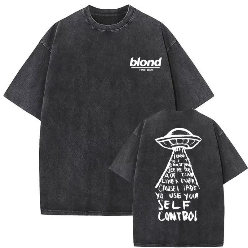 Washed Vintage Rapper Frank Oversized Tshirt Blond Graphic Tshirts Unisex Women Ocean Hip Hop T Shirt Unisexs Fashion Casual Tees
