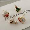 4PCS Christmas Themed Jewelry Set for Women - Santa Claus Elk Tree Star Crystal Earrings Stud Dangle Fashion Party Gift