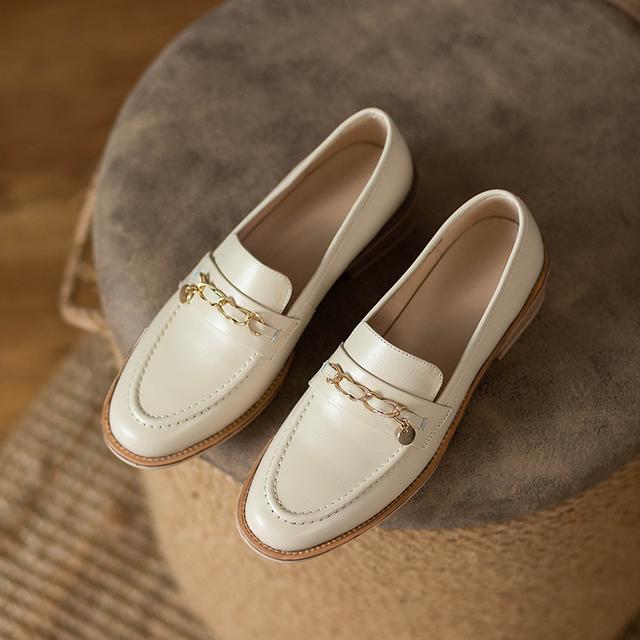 

Черные туфли на плоской подошве из натуральной кожи, женские модные оксфорды с золотыми цепочками, без шнуровки, офисные женские лоферы, мокасины, повседневные женские туфли на плоской подошве 40 абрикосовый