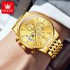 OLEVS Men's Watches Waterproof Luminous Sport Watch Chronograph Multifunction Business Fashion Gold Men's Quartz Watch