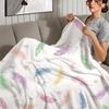 Colored Feather Printed Blanket Watercolor Bohemian Comfort Flannel Blanket For Sofa Bed Blanket
