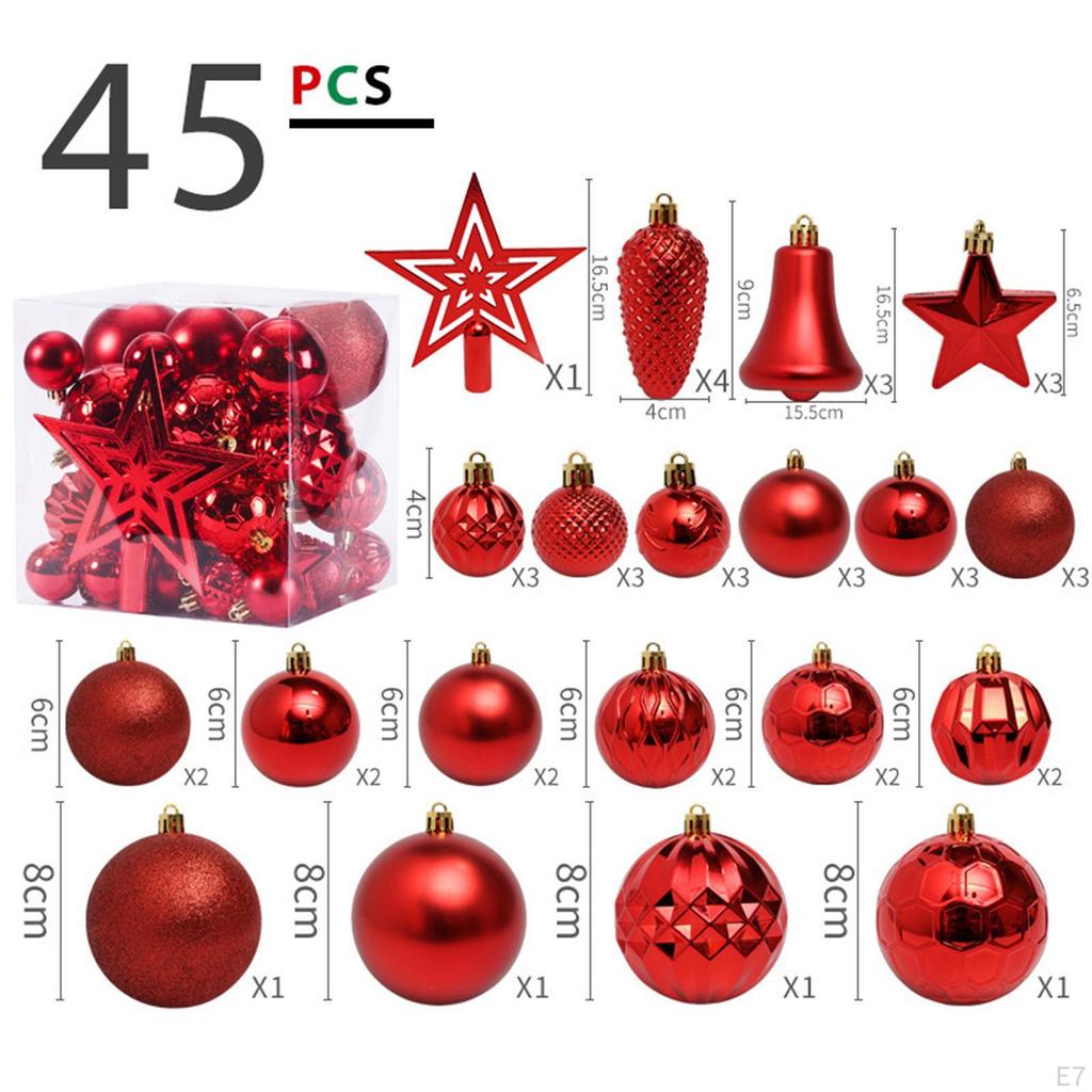 Christmas Balls Ornaments Hanging Decorative Bauble Shatterproof Tree for Wedding