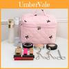 Floral Embroidered Bow Makeup Bag Large Capacity With Carry Handle For Daily Use