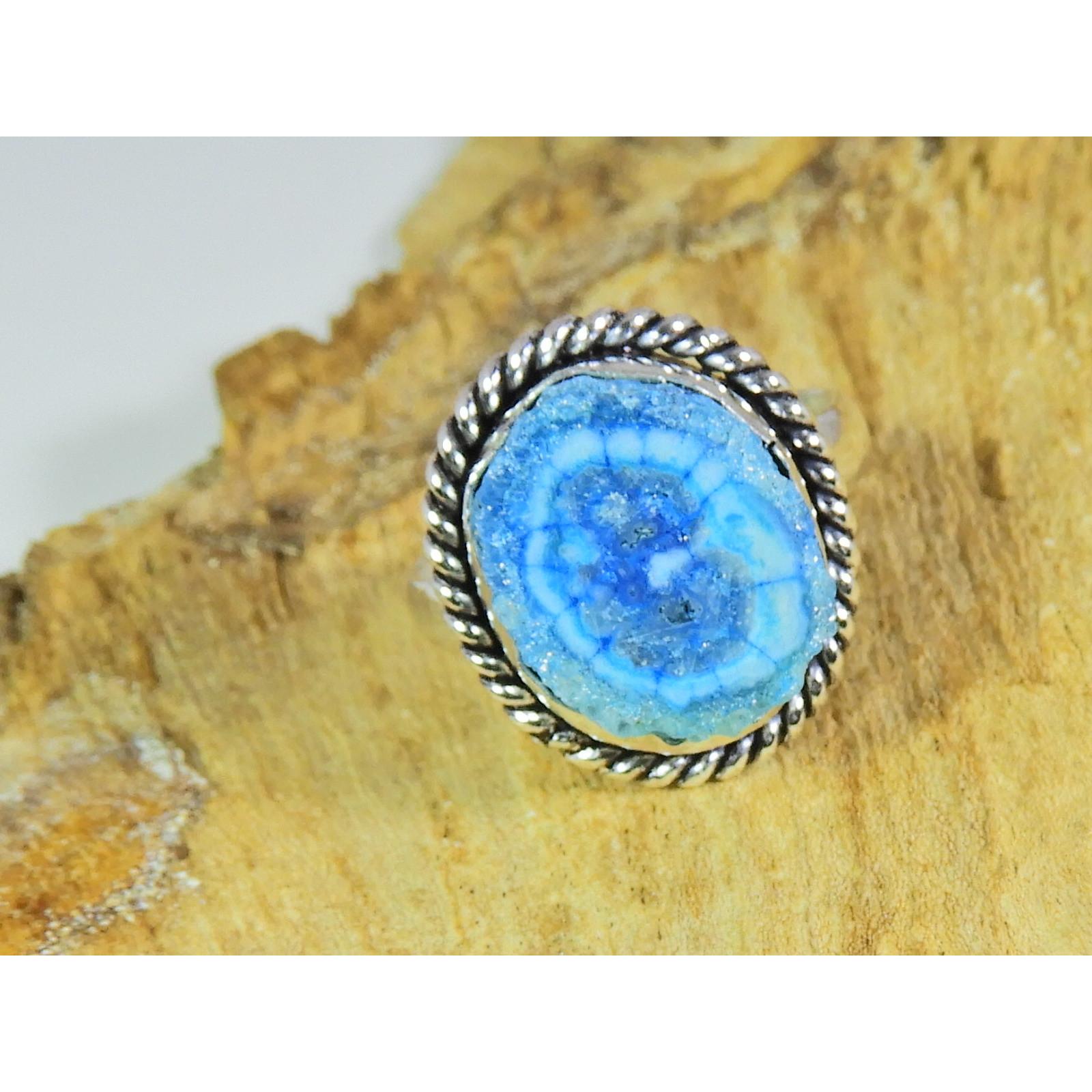 

Color Enhanced Solar Druzy 925 Solid Sterling Silver Ring Size US-8 PG-214