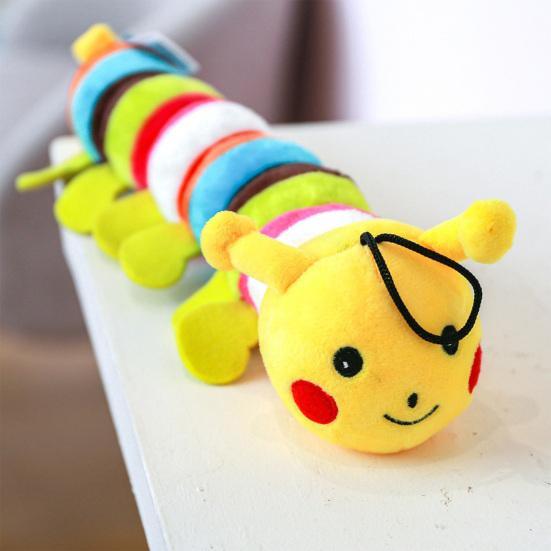 Plush Caterpillar Pet Toy Interactive Squeaky Pet Toy for Small Medium Dogs Soft Stuffed Puppy Chew Toy for Teething