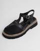 284940 36 Black Leather Sandals with Mesh