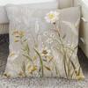 Funda de almohada de floración rica con adorno de flor tridimensional Funda de almohada Decoración de sofá para el hogar Funda de cojín Almohada de mesita de noche
