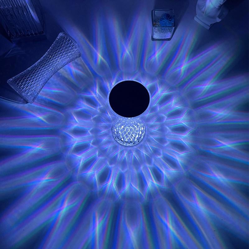 Lampada da tavolo a forma di diamante da 1/2 pezzi, 16 colori, telecomando touch, lampada da tavolo in cristallo, ricaricabile tramite USB, scrivania in acrilico, luce LED per atmosfera