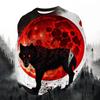 2024 men's fashion print round neck long sleeve party autumn sports casual pullover men 3d lonely wolf blue print tops