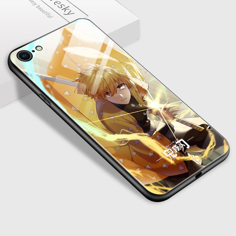 Tempered Glass Phone Case for iPhone Samsung Galaxy Infinix TPU Soft Edge Fashion Japanese Anime Patterns Shockproof Cover Cases