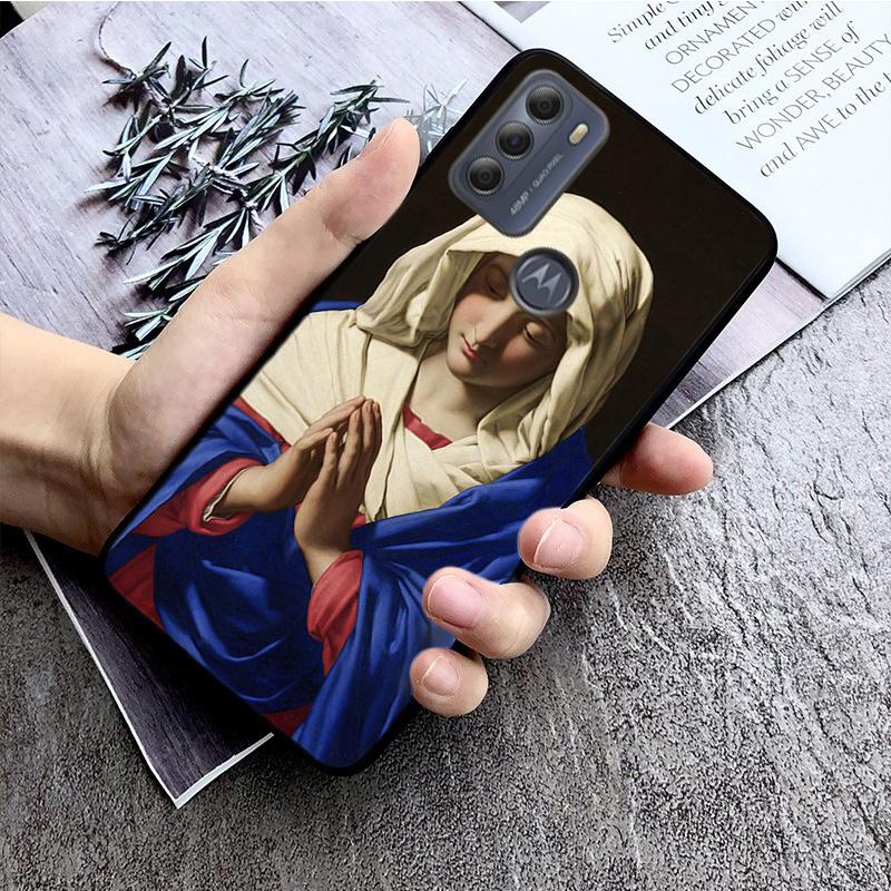 

Bless Virgin Mary Phone Case for Motorola Moto E7 Plus E32 E20 E40 Edge 20 Lite G22 G52 G20 G30 G100 G60 G50 G10 G Pure G Stylus Moto G Stylus 5G