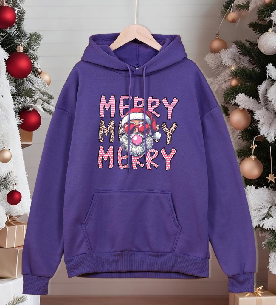 Merry Christmas Santa Claus Printed Men Hoodies Fleece Autumn Hoody Casual Oversized Sportswear Pocket Comfortable Pullovers
