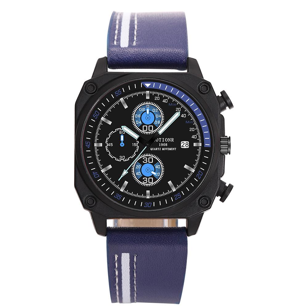 Steel Belt Watch Man Comes Out To Search For Square Waterproof Calendar Luminous Quartz Watch