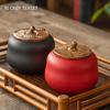 Chinese Persimmon Ceramic Tea Caddy Red Wedding Tea Jar Sealed Container Travel Tea Box Coffee Spice Candy Storage Tank Teaware