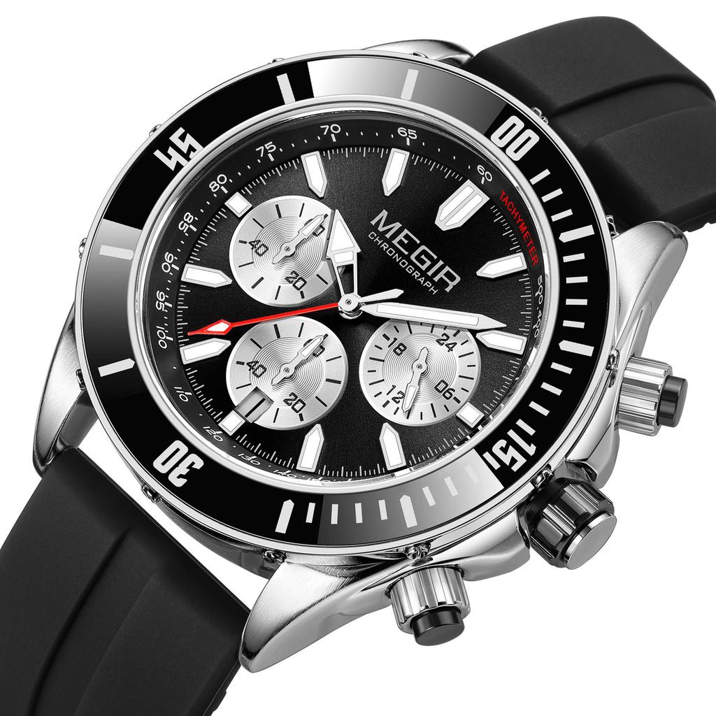 MEGIR Brand Business Watch for Men Luxury Quartz Clock Chronograph Waterproof Luminous Big Dial Sport Wristwatch Reloj Hombre 2226