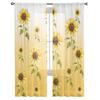 Sunflower Curtains Panels Set Yellow Kitchen Curtain Drapes Privacy Voile Living Room Bedroom Summer Sheer Polyester With Rod Pocket Sitting Decor