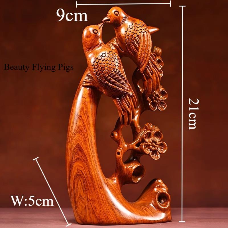 

1PC Solid Wood Bird Ornament Valentine s Day Gift Solid Wood Carving Crafts Home Decoration Chinese Style Bird Shaped Design