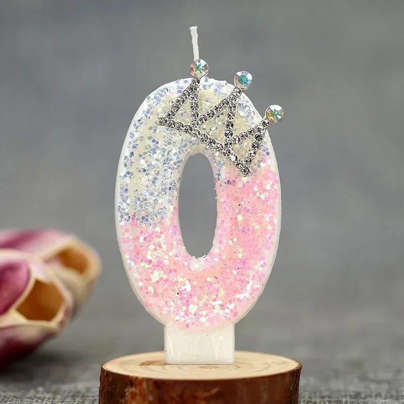 Cake Numer Candles Birthday Candle Pink Colour Creative Candle Princess Crown Girl Happy Birthday Party Decoration