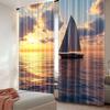 2Pcs Sea Sunrise And Sunset Scenery Curtains Ocean Sailboat Aesthetic Art Curtains Suitable For Bedroom Livingroom Store Hotel
