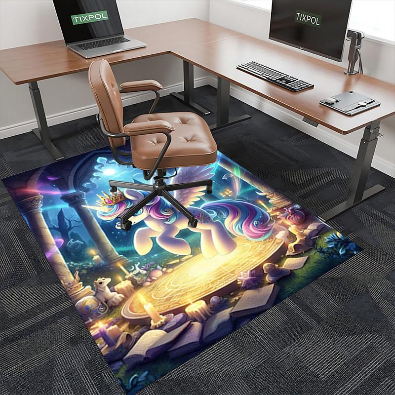 1pc My Little Pony Princess Celestia Office Chair Mat - Anime Cartoon Design, Non-Slip Carpet for Home Decor, Suitable for All Seasons.H026