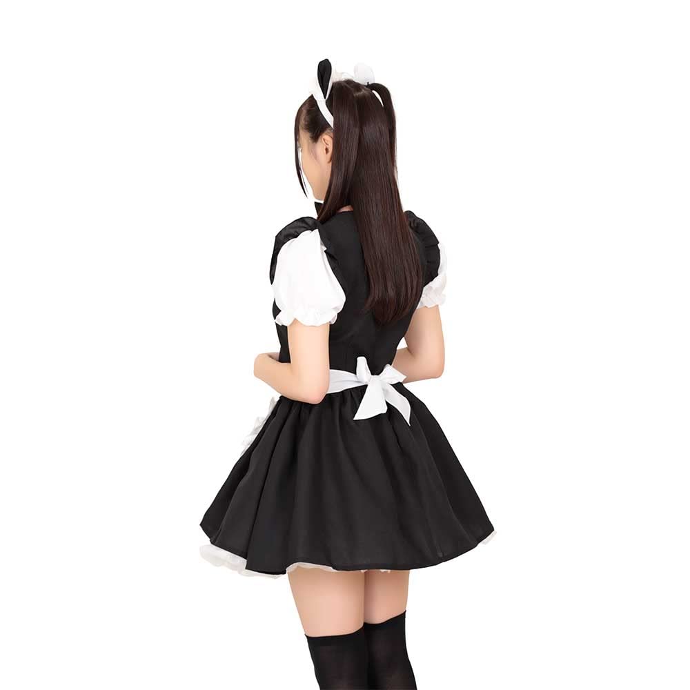 Be With Meow Maid White Black Cute M Size Cosplay Costume Halloween Maid Clothes Cat Ears Cat Lolita Waitress Women's