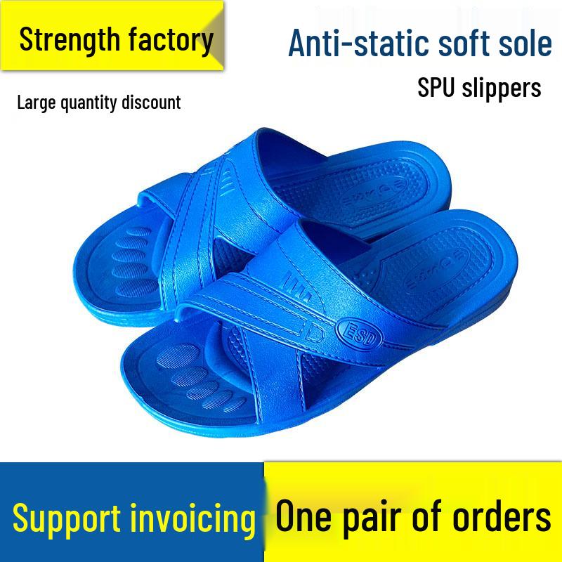 Anti-Static ESD Non-Slip Cross Slippers, Wear-Resistant Soft Sole, Cleanroom & Workshop Work Shoes