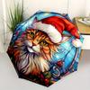 1 Stück Weihnachtskatze Automatischer Faltregenschirm - 3-fach faltbar, Lebhaftes Cartoon-Muster, Geeignet für Outdoor-Aktivitäten, Ein Geschenk für Fans In Allen S