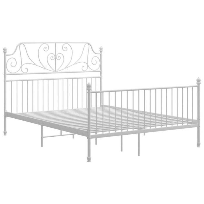Bed Frames - VIDAXL - White Metal 160x200 Cm - Slatted - Contemporary - Design