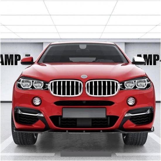 Compatible for BMW X6 F16 M Sport 2015-2019 Car Accessories Front Bumper Spoiler Lip Diffuser Splitter Protection Kits(Carbon Fiber Look)