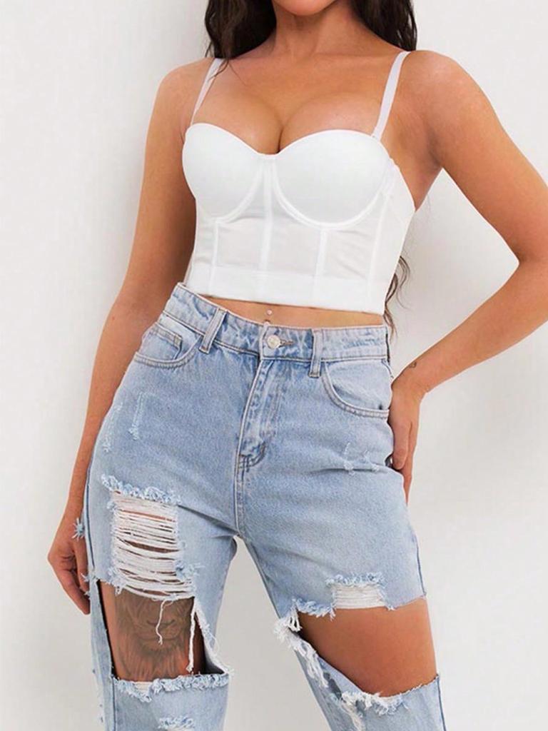 Rose Beauty A  Solid Crop Corset Cami Top