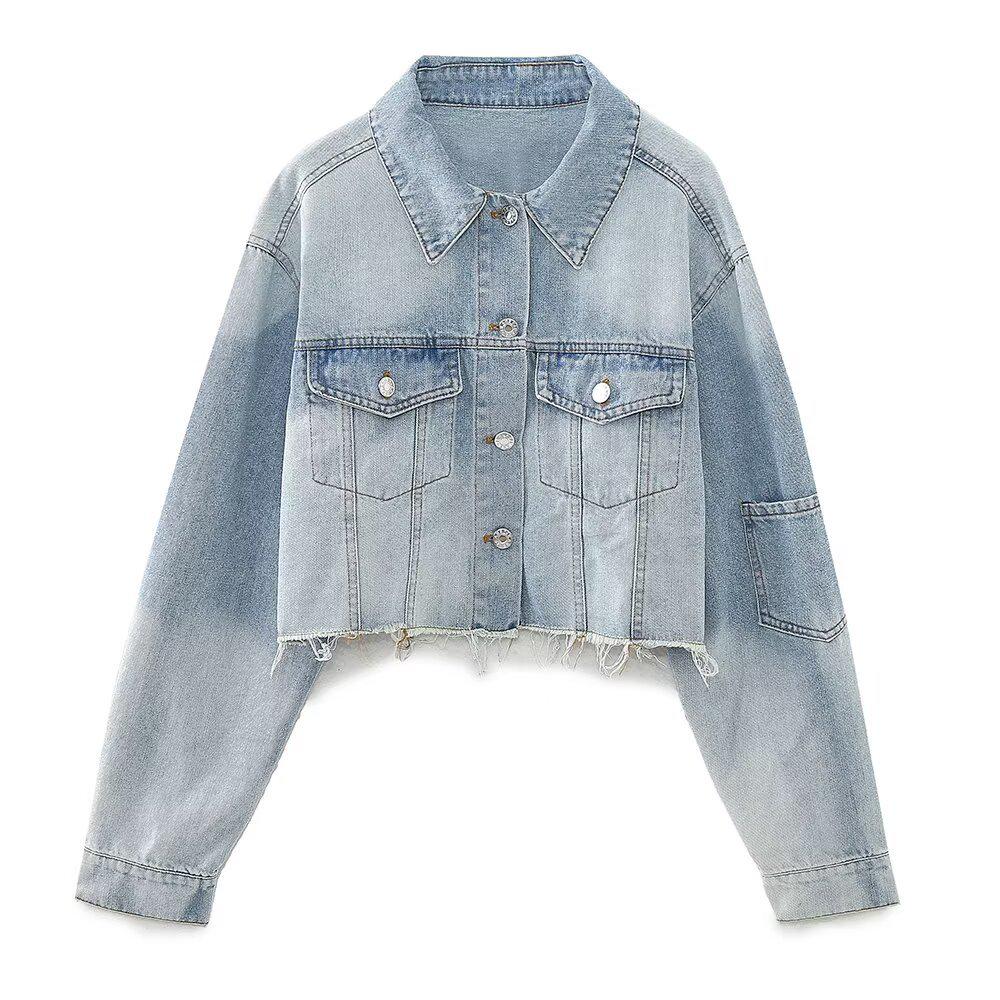 Spring & Autumn Women's Short Denim Jacket and Skirt Set - European & American Style